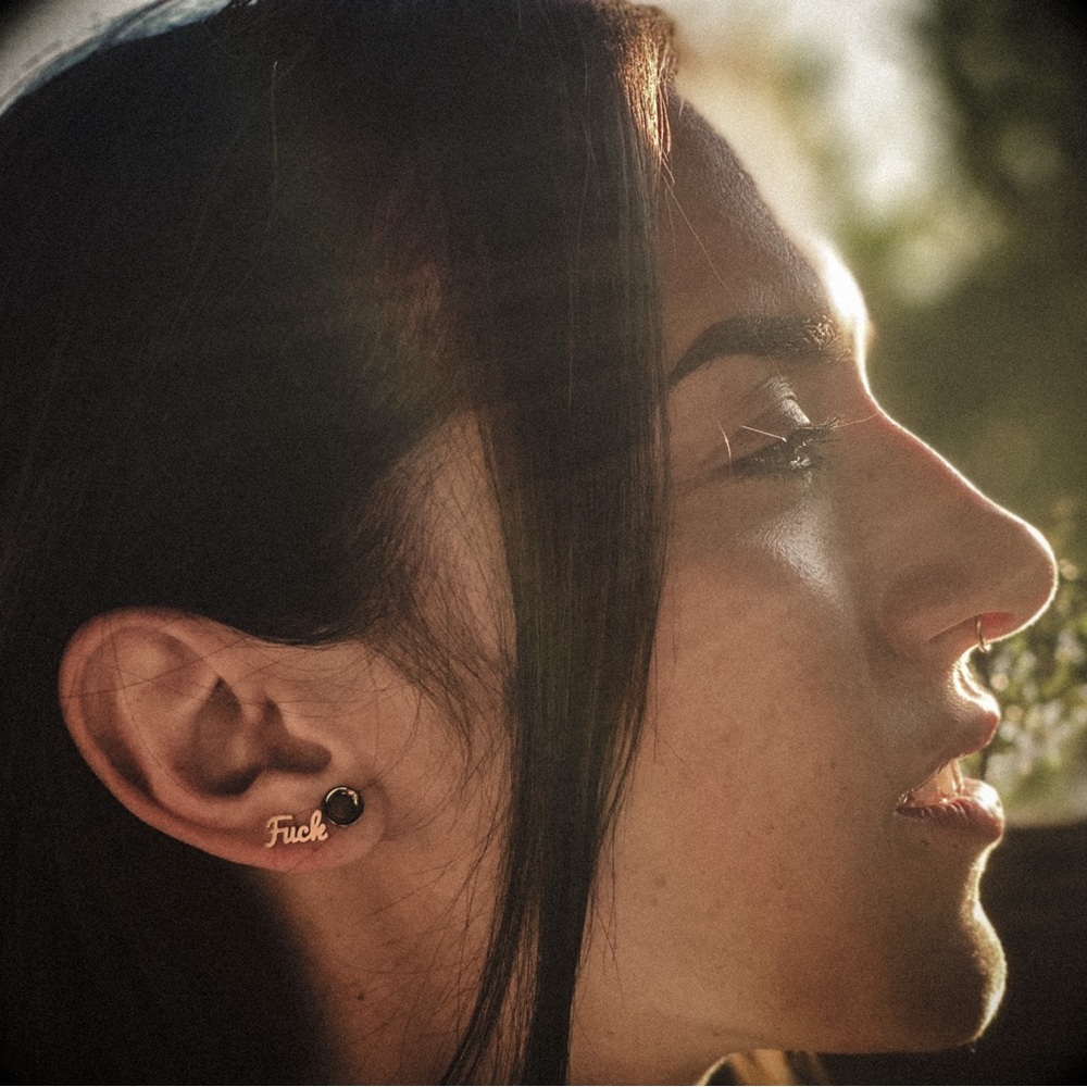 Stud “F$!% You” earrings